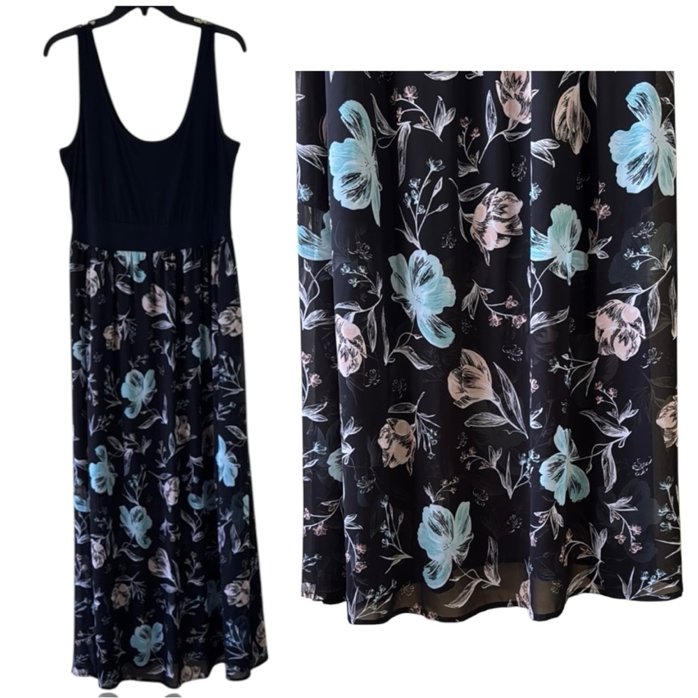 Torrid Dress Black Floral Sleeveless Maxi in Size 0 /M‎ & 2/XL EUC